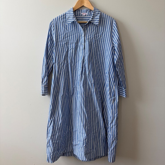 Johnny Was Dresses & Skirts - Johnny Was Blue White Striped Cotton Midi Shirt Dress Long Sleeve Small R36422-D